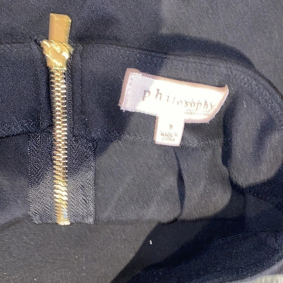 Philosophy black high waisted gold tone zipper detail midi skirt Sz 8 - Picture 5 of 10